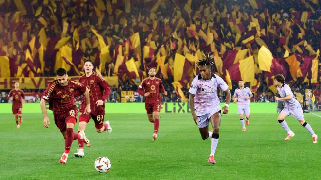 Nico Williams se lanza al ataque en el Estadio Olímpico de Roma (Foto: Athletic Club).