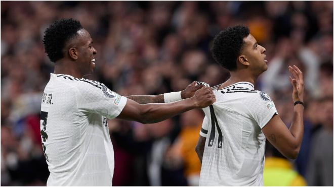 Vinicius Jr y Rodrygo Foes durante el derbi ante el Atlético (Fuente: Cordon Press)