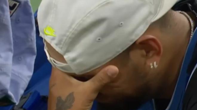 Kyrgios, entre lágrimas en Indian Wells (Foto: Tennis TV)