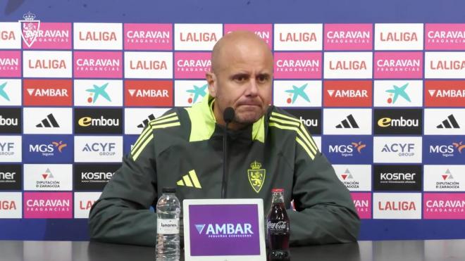 Miguel Ángel Ramírez, en sala de prensa (Captura: Real Zaragoza).