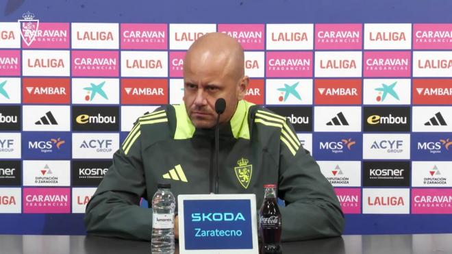 Miguel Ángel Ramírez, en sala de prensa (Captura: Real Zaragoza).