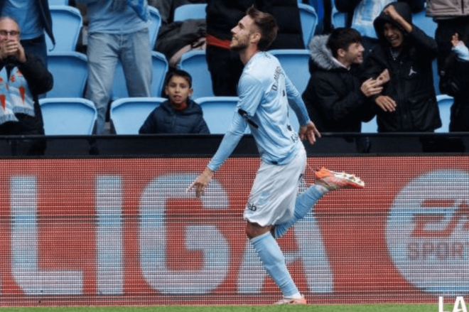 Óscar Mingueza celebra su gol (Foto: LaLiga).