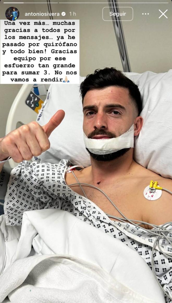 Sivera comparte una foto en el hospital en su perfil de Instagram.