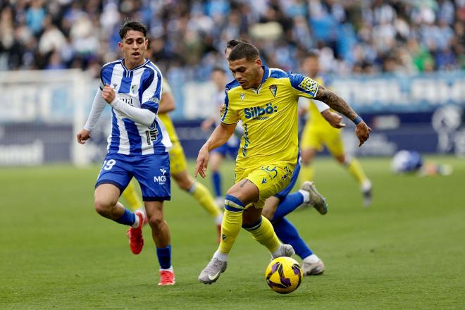 Brian Ocampo, en el Málaga-Cádiz (Foto: LaLiga).