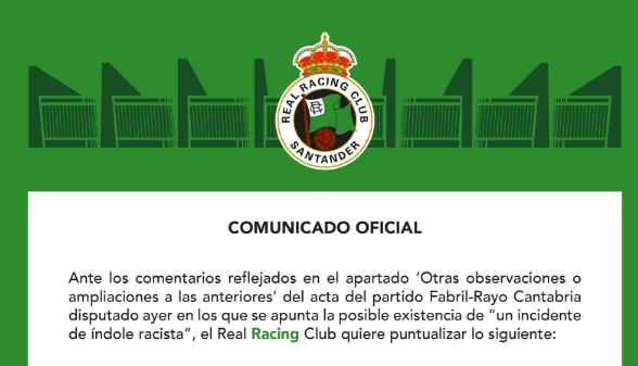 Comunicado del Racing.