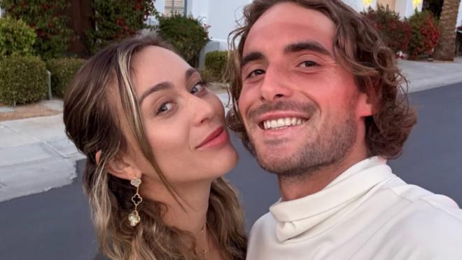 Paula Badosa y Stefanos Tsitsipas en una foto en Indian Wells (Foto: @paulabadosa)