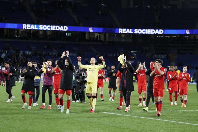 El Sevilla celebra su victoria sobre la Real Sociedad (Foto: Cordon Press).