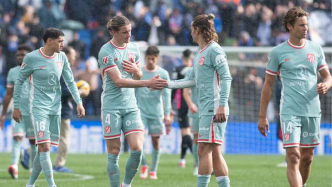 Los jugadores del Atlético de Madrid durante el partido contra el Getafe (Fuente: Cordon Press)