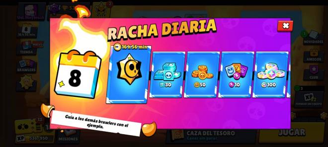 Avanzando por la racha diaria de recompensas en Brawl Stars