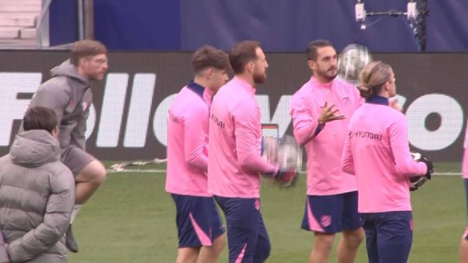 Entrenamiento del Atlético previo al duelo contra el Real Madrid.