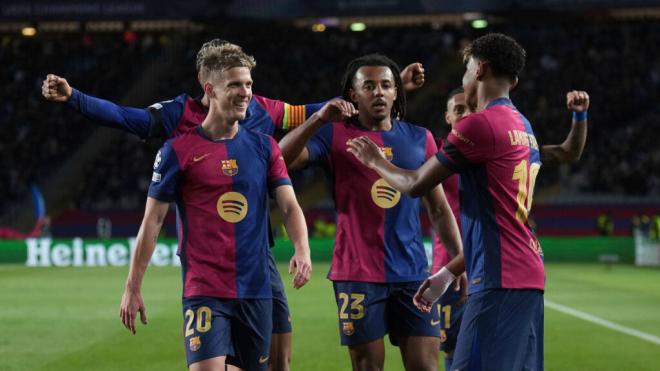 El FC Barcelona celebra un gol frente al Benfica (Cordon Press)