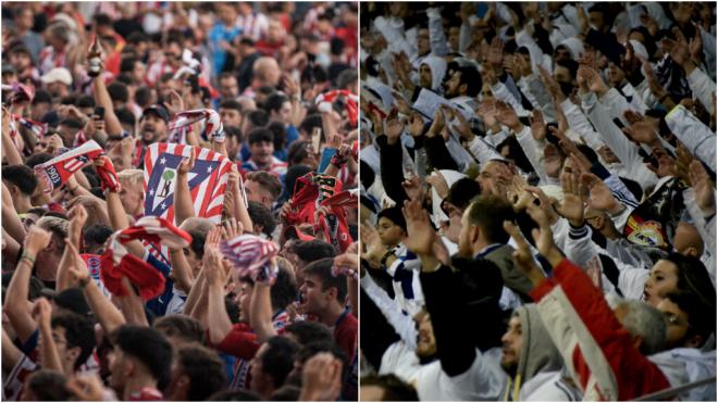 Fotomontaje de aficionados del Atlético y Real Madrid (Fuente: Europa Press)