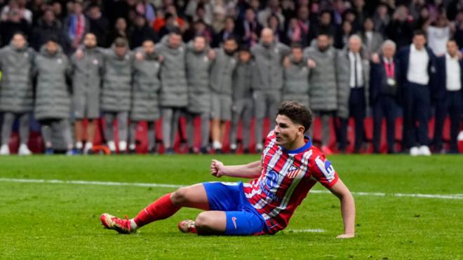 Julián Álvarez, tras lanzar su penalti en el Atleti-Real Madrid (Cordon Press).