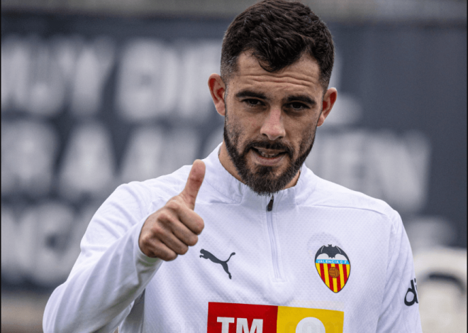 Luis Rioja en el entrenamiento de hoy