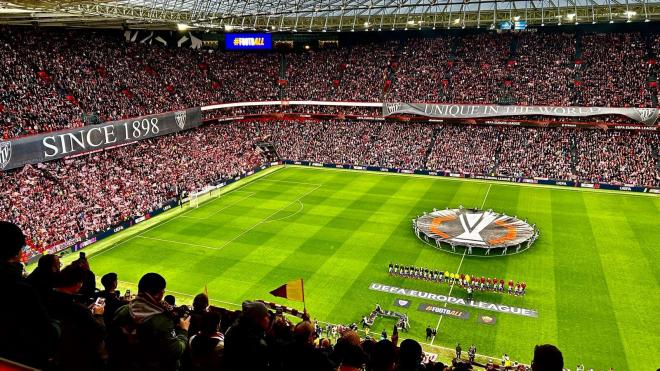 Ambiente antes del partido ante la Roma en San Mamés (Foto: Athletic Club).