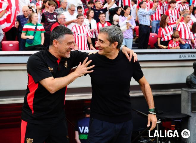 Javier García Pimienta y Ernesto Valverde, en el Athletic - Sevilla (Foto: LALIGA).