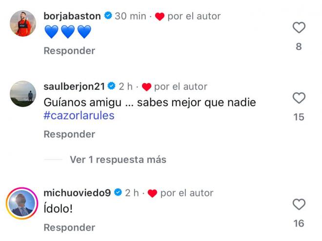 Mensajes de apoyo a Santi Cazorla de parte de varios exjugadores azules. (Foto: Instagram)