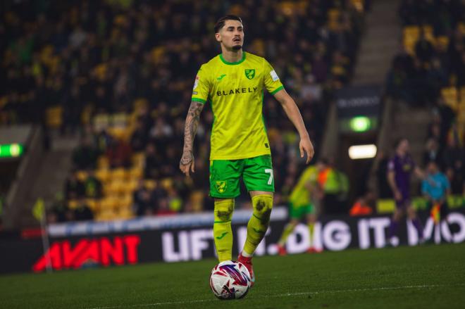 Borja Sainz, durante un partido con el Norwich City (Foto: Cordon Press).