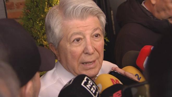 Enrique Cerezo, ante los medios en la comida previa al Atleti-Barça.