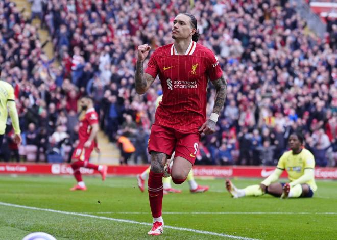 Darwin Núñez celebra un gol con el Liverpool (Cordon Press)