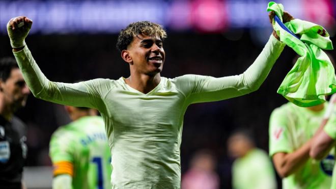 Lamine Yamal celebra el 2-3 en el Estadio Metropolitano (Foto: Europa Press)