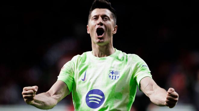 Robert Lewandowski celebra el triunfo contra el Atlético (Cordon Press)