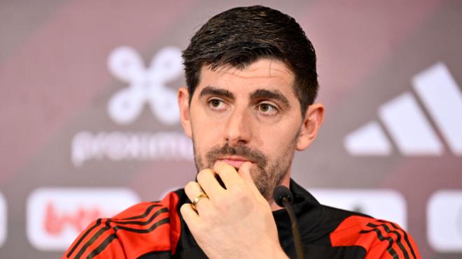 Thibaut Courtois en la rueda de prensa de la selección belga (Cordon Press)