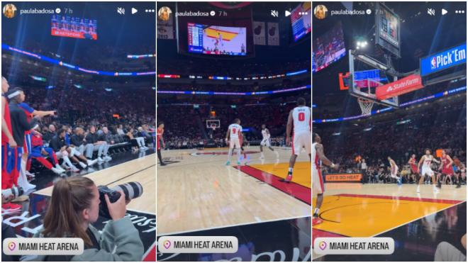 Paula Badosa y Tsitsipas viendo a los Miami Heat (Foto: @paulabadosa)