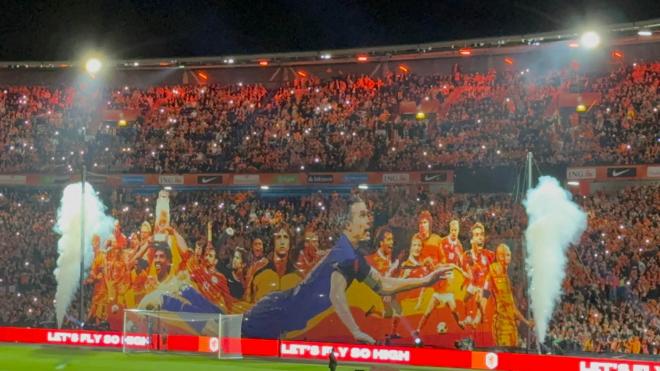 El tifo de Países Bajos ante España (Fuente: redes sociales)