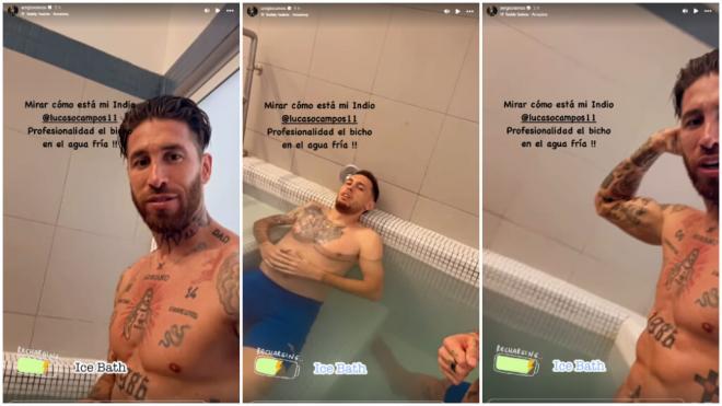 Sergio Ramos y Lucas Ocampos, en redes sociales (Captura de @sergioramos)