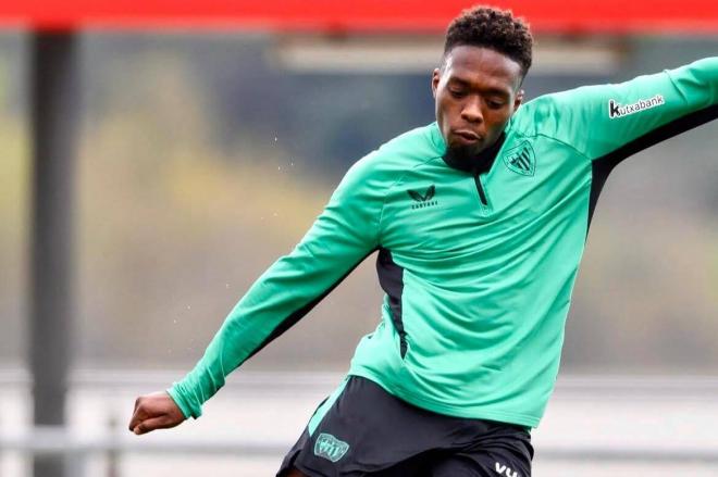 Álvaro Djaló, en el trabajo diario en Lezama (Foto: Athletic Club).