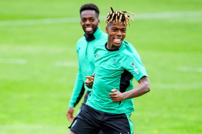 Los hermanos Iñaki y Nico Williams entrenando en Lezama (Foto: Athletic Club).