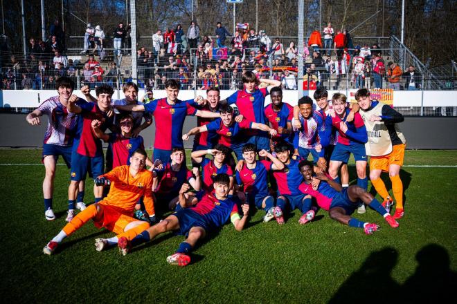 La celebración del juvenil del Barça (Foto: X)