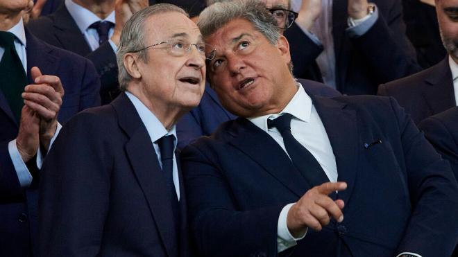 Florentino Pérez y Joan Laporta en un partido en el Camp Nou (Foto: Cordon Press)