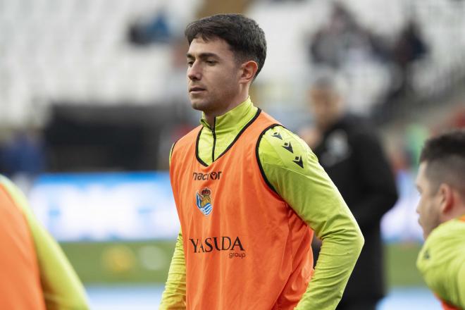 Martín Zubimendi, en un calentamiento con la Real Sociedad (Foto: LaLiga).