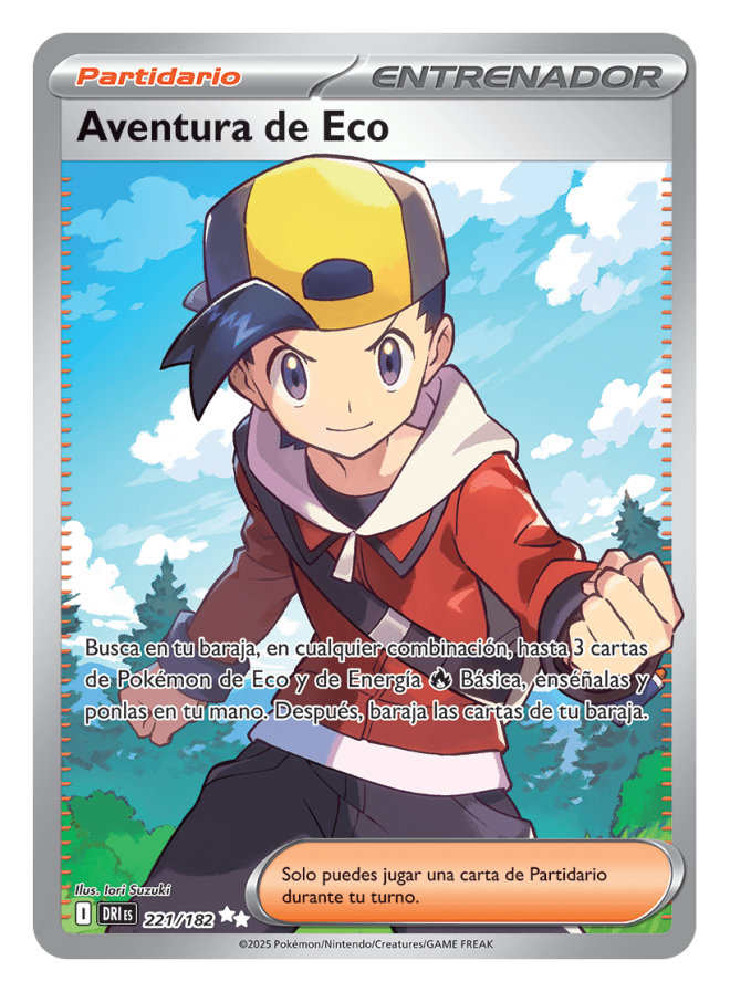 Aventura de Eco es una de las cartas focales para generar un deck con las cartas de tipo fuego.