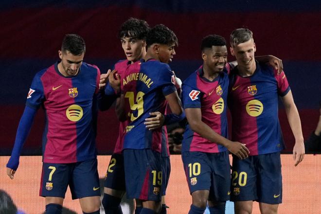 El Barcelona celebra el gol ante el Mallorca (EFE)
