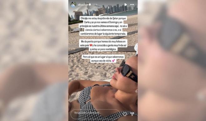 Alba Silva despidiéndose de Qatar (Foto: @albasilvat)