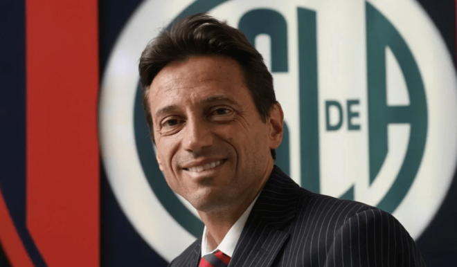 Marcelo Moretti, durante un acto con San Lorenzo (Foto: CASLA).
