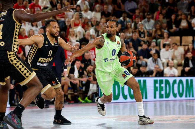 Lance del segundo partido del play off de la Euroliga entre el Mónaco y el Barcelona (Foto: EFE).
