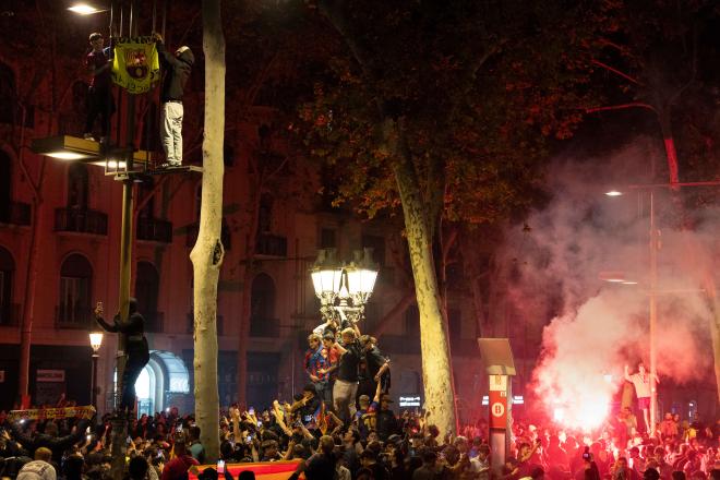 Celebración del título de Copa en Barcelona (Foto: EFE).