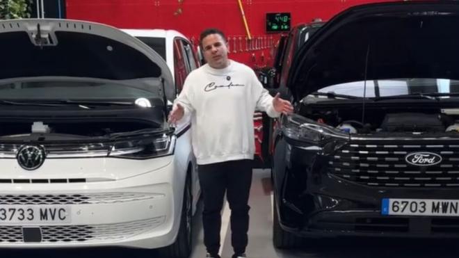 La comparativa de Ángel Gaitán entre dos furgonetas Ford y Volkswagen (captura: Ángel Gaitán)
