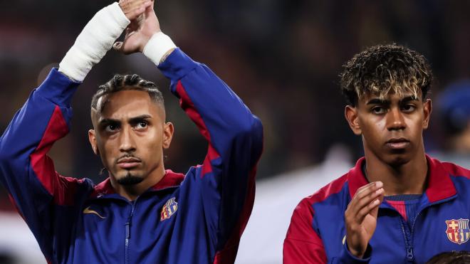 Lamine Yamal y Raphinha en un partido con el Barça (Europa Press)