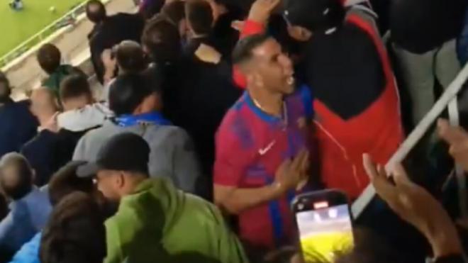 El padre de Lamine Yamal celebra el gol de su hijo en Montjuic (Redes Sociales)