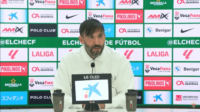 Eder Sarabia, en rueda de prensa del Elche.