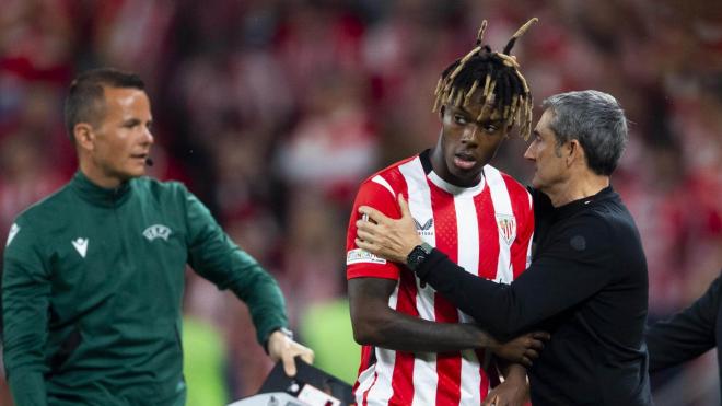 Valverde cambia a Nico Williams ante el Manchester en San Mamés (Foto: Athletic Club).
