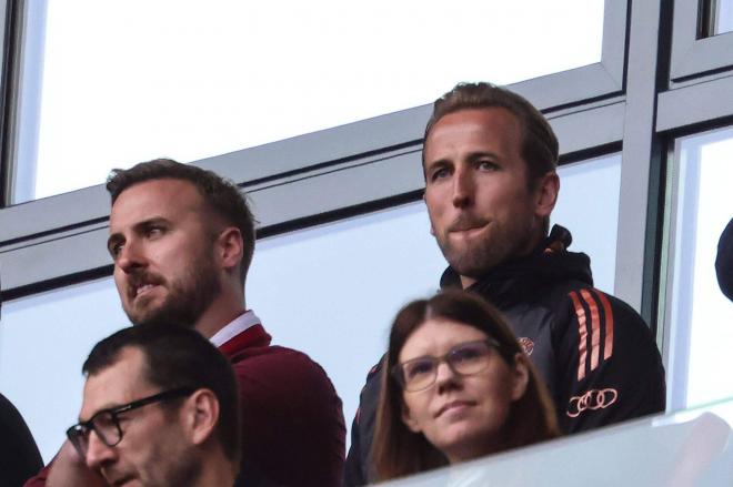Harry Kane celebra el tercer gol del Bayern al Leipzig.