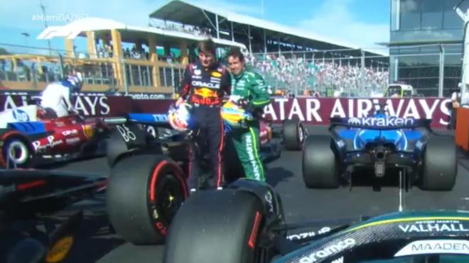 Fernando Alonso y Max Verstappen, en el Gran Premio de Miami (Foto: F1).
