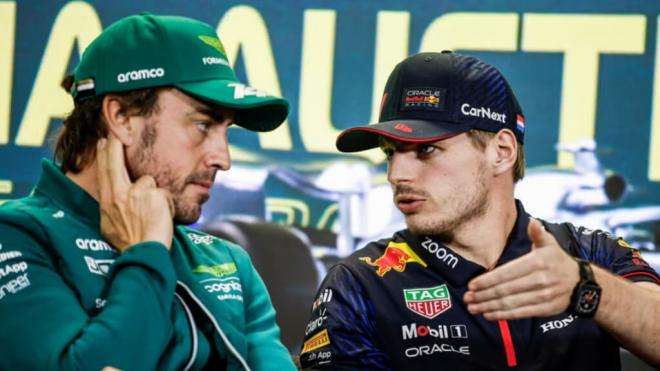 Fernando Alonso y Mx Verstappen, en rueda de prensa (Foto: Europa Press).
