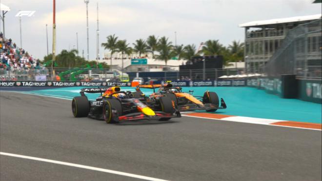 Max Verstappen y Lando Norris, en el Gran Premio de Miami (Foto: F1).